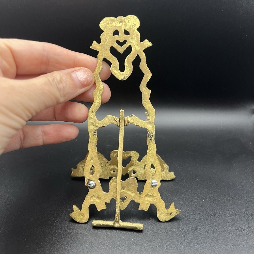 VTG Brass Victorian Ornate Heart Picture Display Easel Stand 6" H x 3.5" W - Picture 3 of 7